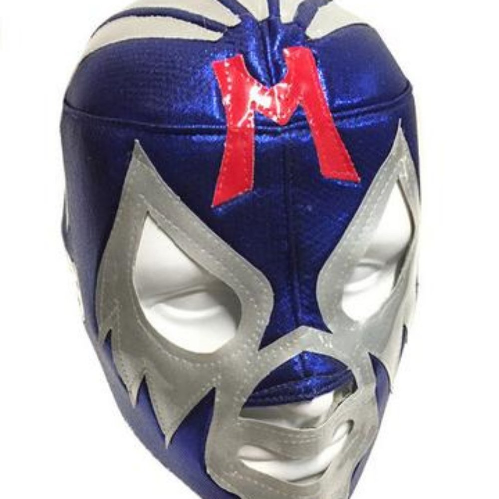 Wrestling Mask Mil Mascaras Blue & White